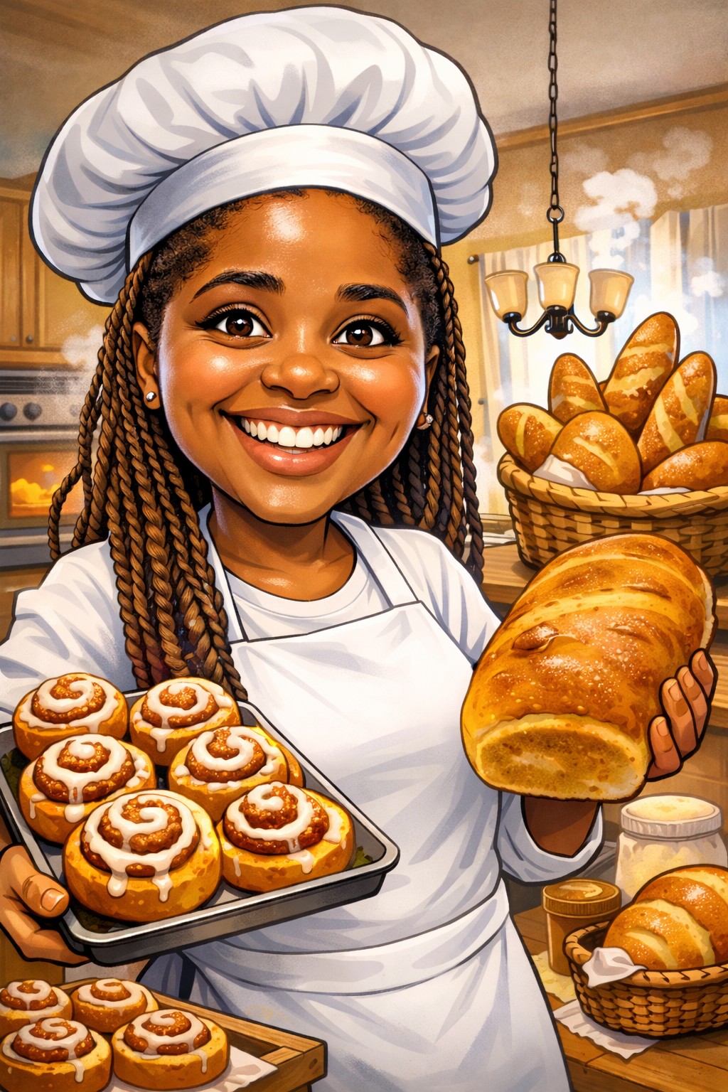 Vandi's Kitchen menu artwork with bread and rolls